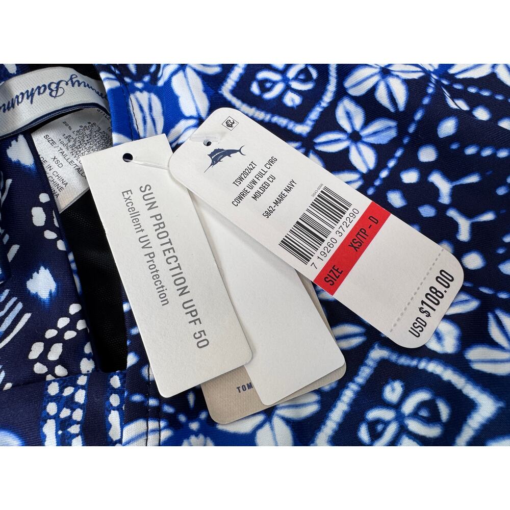 Tommy Bahama One Piece Swimsuit Navy Batik Underwire Molded Cup Womens XS D NWT - Picture 5 of 9